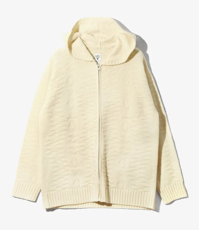 Fisherman Zipped Hoody - Natural - Native Pattern made by South2West8