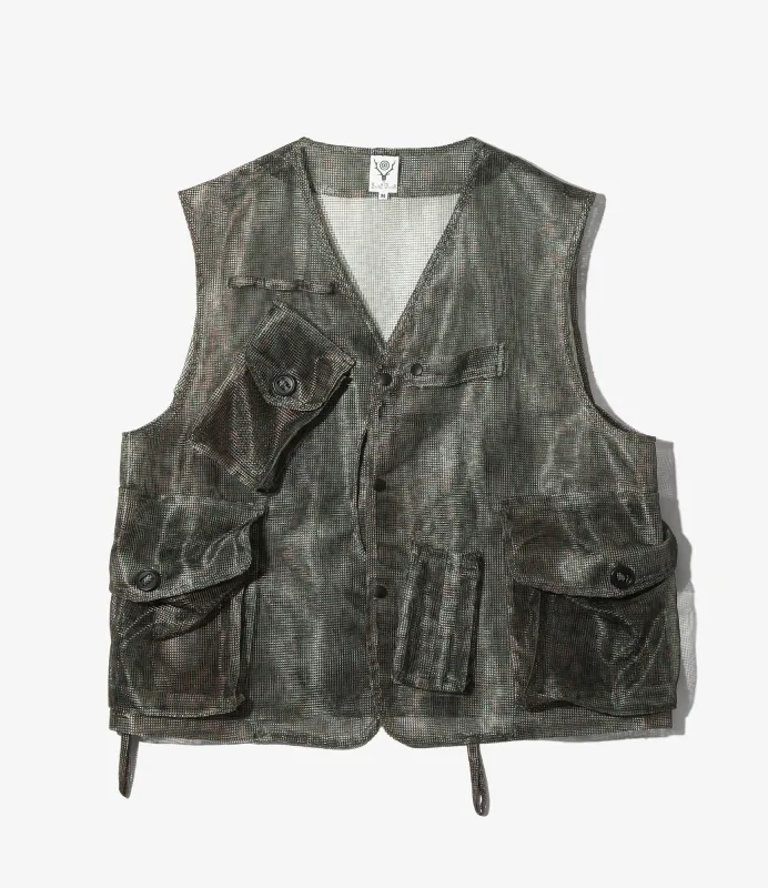 Bush Tenkara Vest - Green - Printed Heavyweight Mesh made by South2West8
