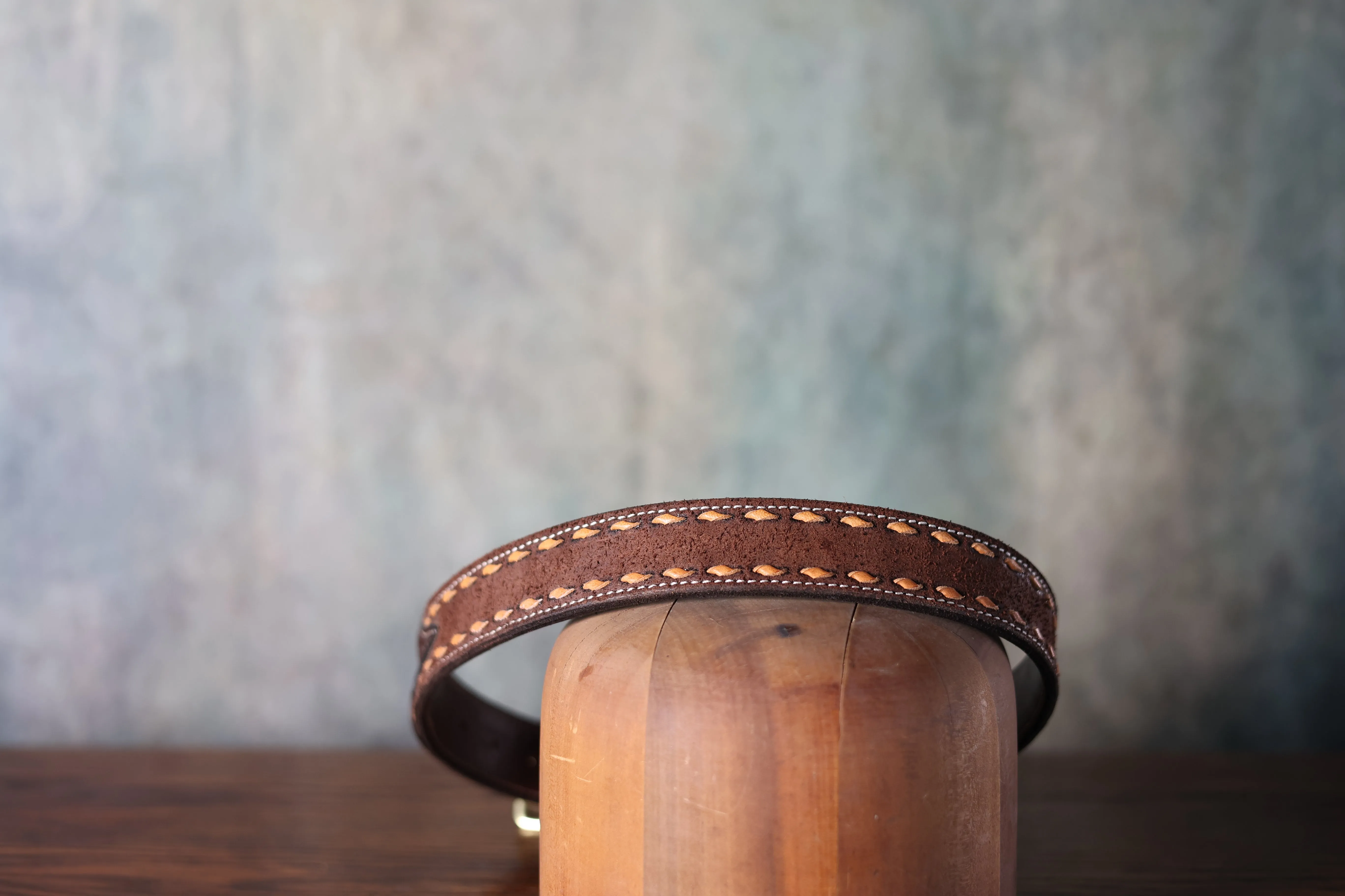 Texas Saddlery Hand Tooled Leather Chocolate Buckstitch Combo Belt sold by Greeley Hat Works product image thumbnail 2