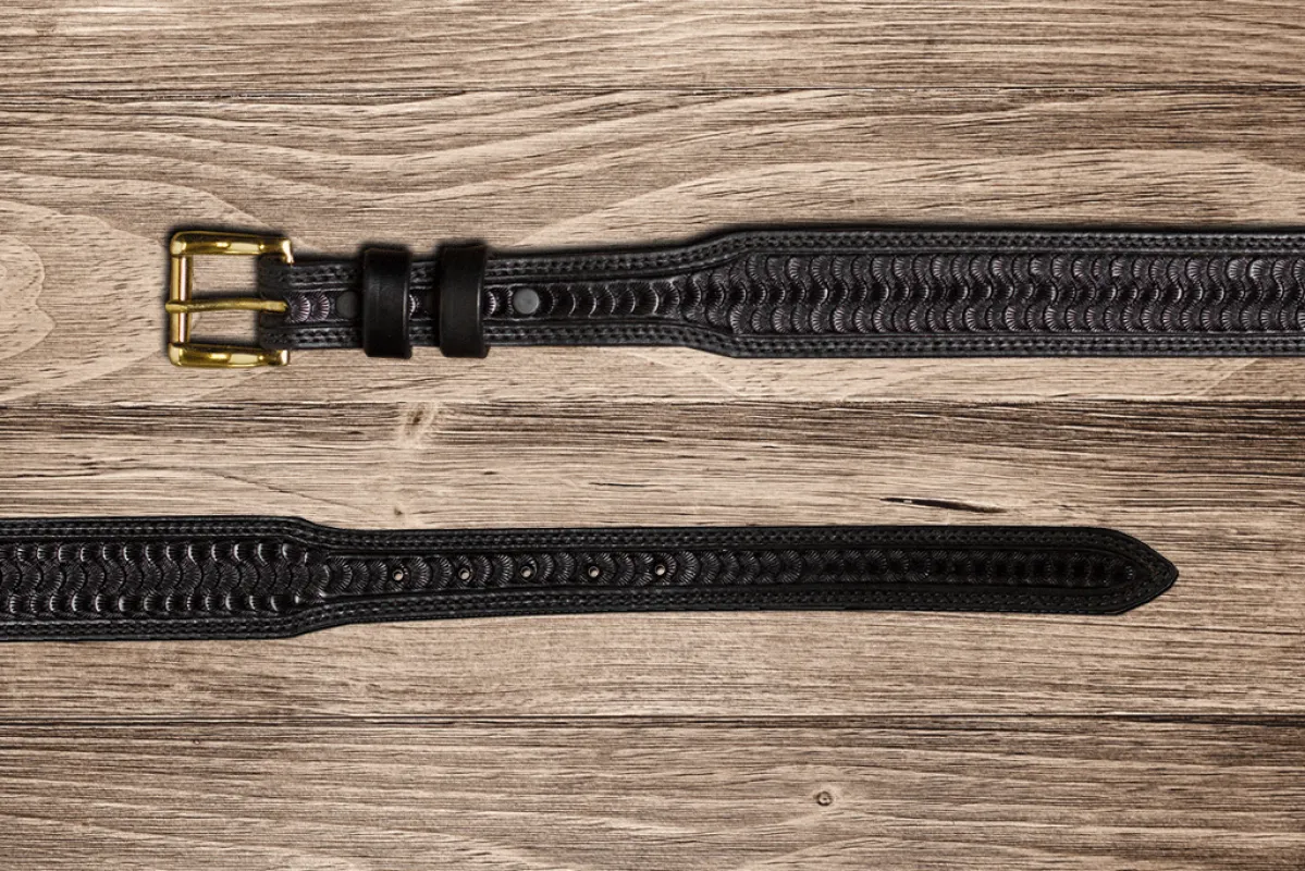Texas Saddlery Swirl Black Tapered Belt made by Greeley Hat Works