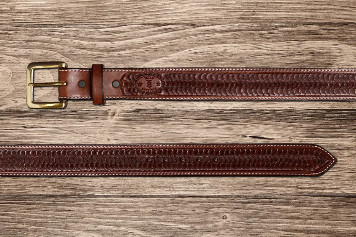 Texas Saddlery Western Chocolate Swirl Belt made by Greeley Hat Works