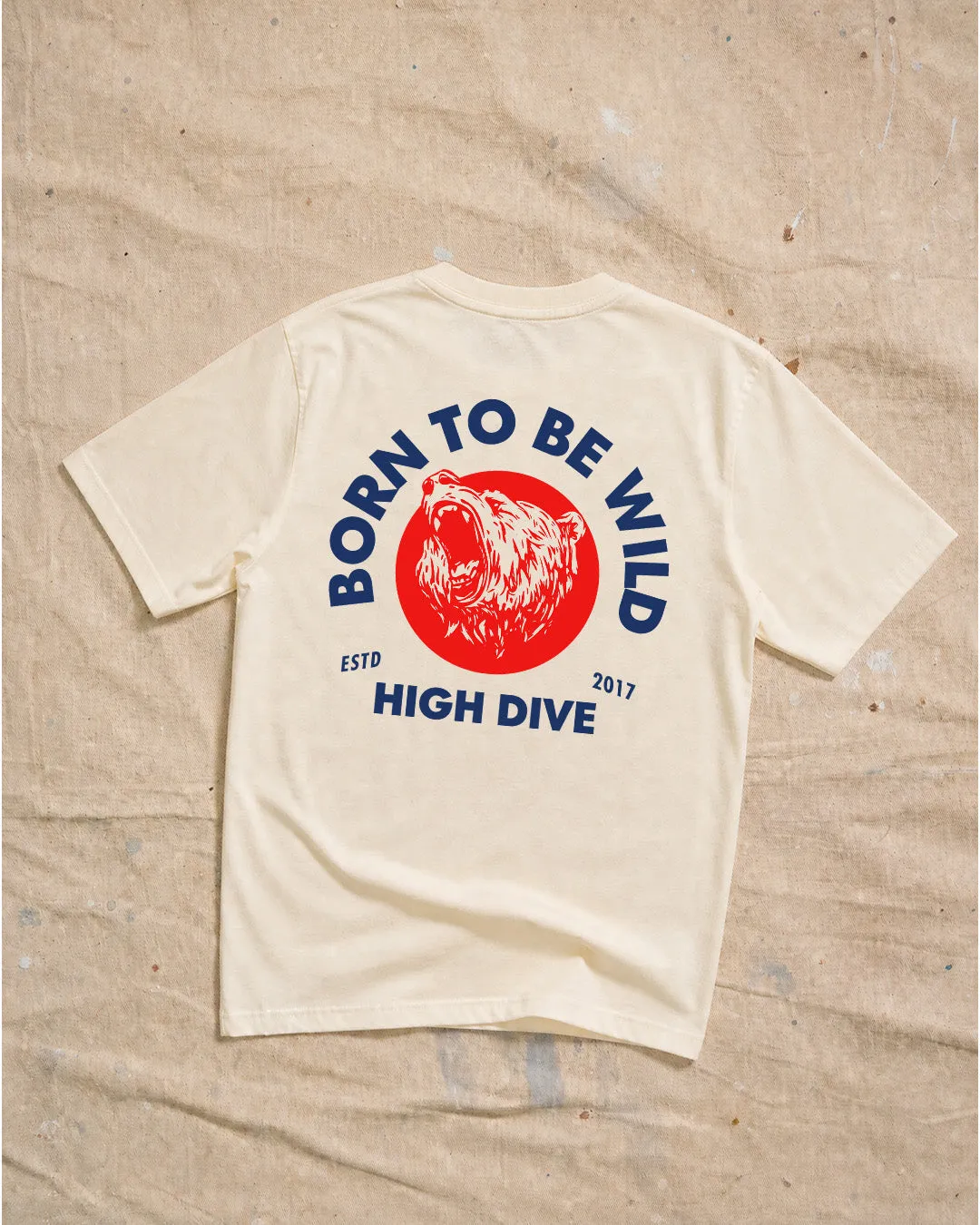 Born To Be Wild Ecru Tee sold by High Dive Apparel HDA