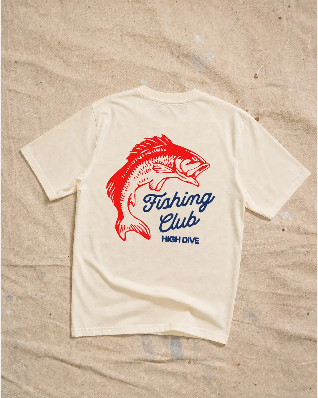 Fishing Club Ecru Tee sold by High Dive Apparel HDA