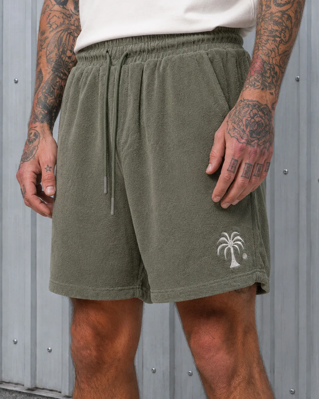 Khaki Green Palm Towel Shorts sold by High Dive Apparel HDA product image thumbnail 2