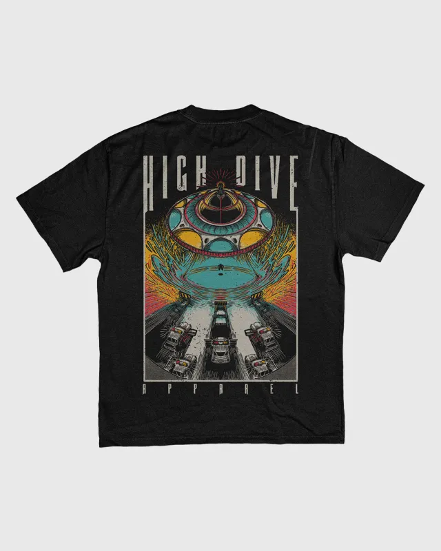 Limited Edition Aliens Exist Ultra Heavy Tee Faded Black made by High Dive Apparel HDA