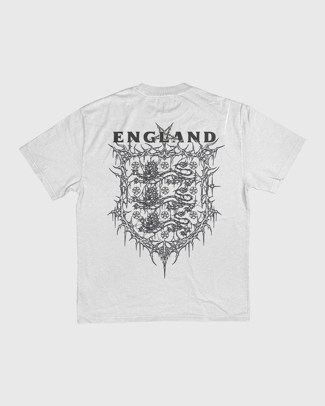 White Heavy Faded Tee with Coal England Print Limited Edition HDA X Dirt_Wizard sold by High Dive Apparel HDA
