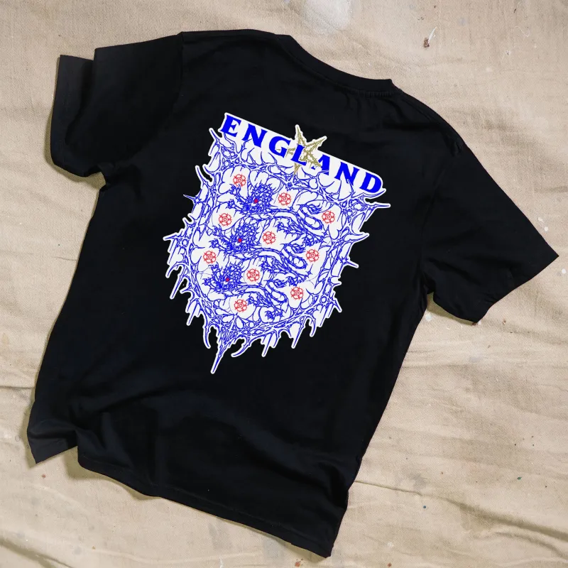 Black Full Colour England Tee Limited Edition HDA X Dirt_Wizard made by High Dive Apparel HDA