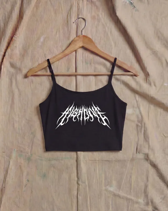Metal Logo Black Cropped Cami made by High Dive Apparel HDA