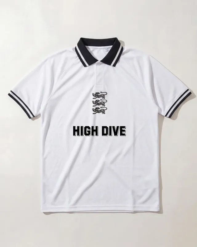 Three Lions White Football Tee Limited Edition made by High Dive Apparel HDA