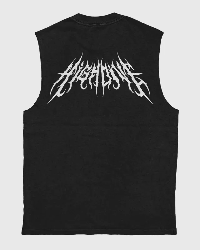Metal Logo Heavy Faded Black Tank made by High Dive Apparel HDA