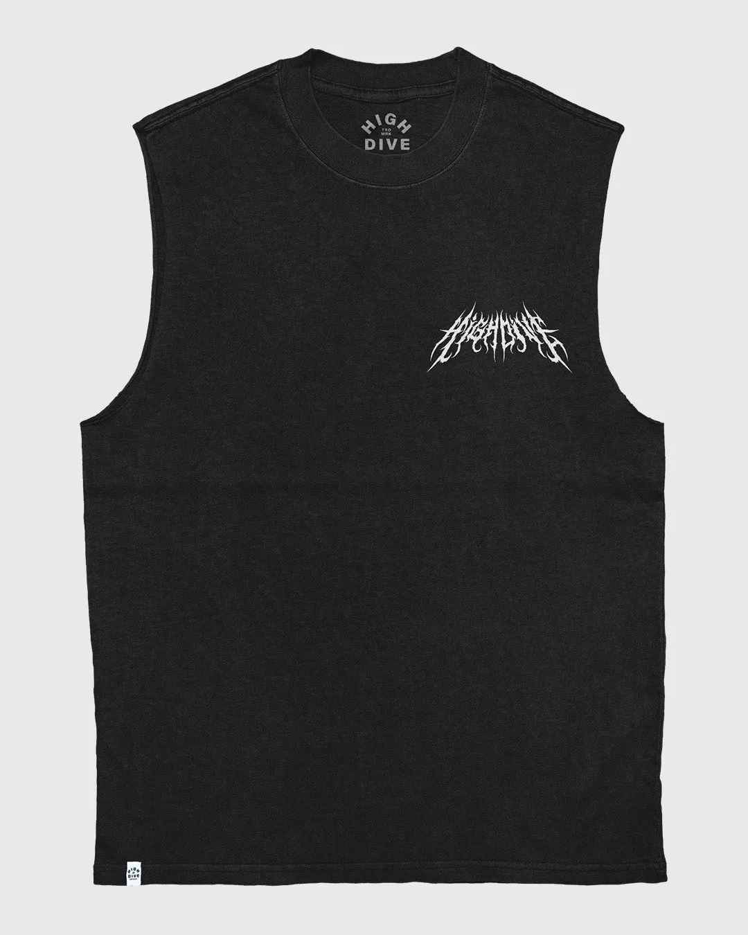 Metal Logo Heavy Faded Black Tank sold by High Dive Apparel HDA product image thumbnail 2