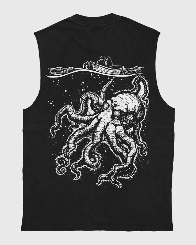 Kraken Heavy Faded Black Tank made by High Dive Apparel HDA