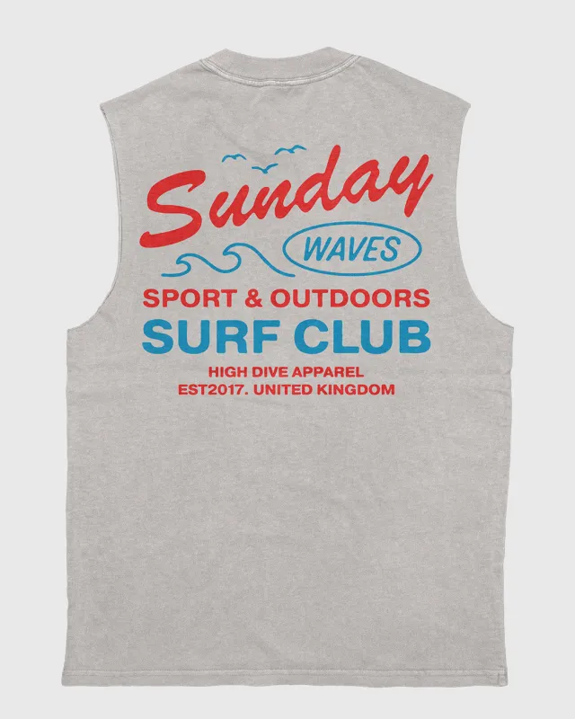 Sunday Waves Heavy Faded Bone Tank made by High Dive Apparel HDA