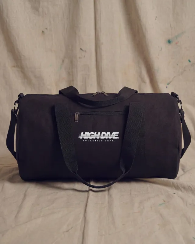 Athletic Dept Black Duffle Bag made by High Dive Apparel HDA