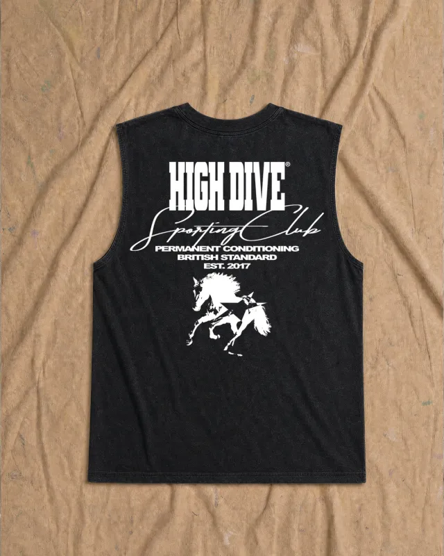 Horse Heavy Faded Black Tank made by High Dive Apparel HDA