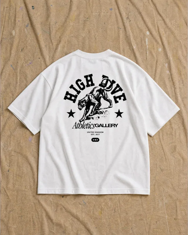 Panther White Oversized Tee made by High Dive Apparel HDA