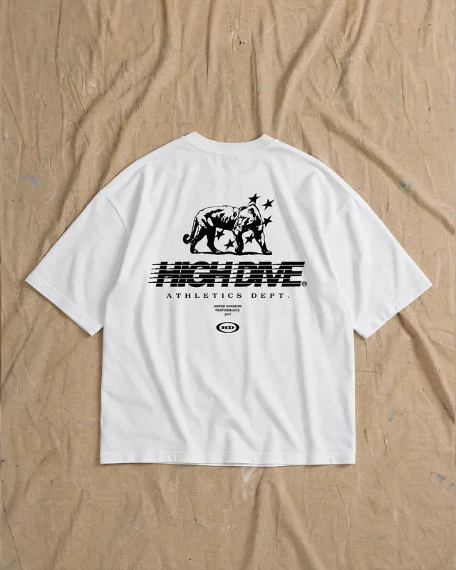 Athletic Dept White Oversized Tee made by High Dive Apparel HDA