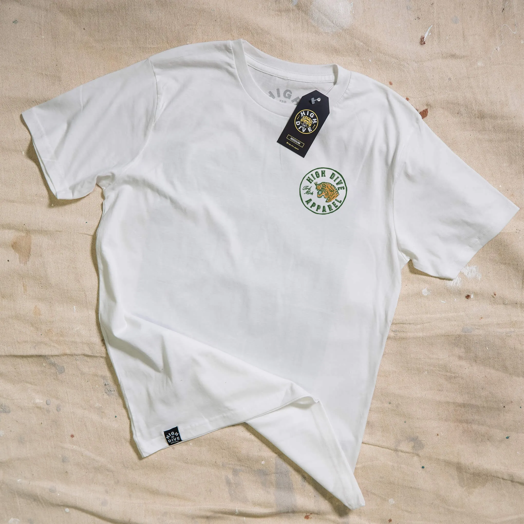 Tiger Circle White Tee sold by High Dive Apparel HDA product image thumbnail 2