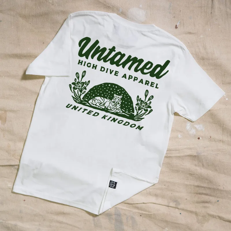 Untamed White Tee made by High Dive Apparel HDA