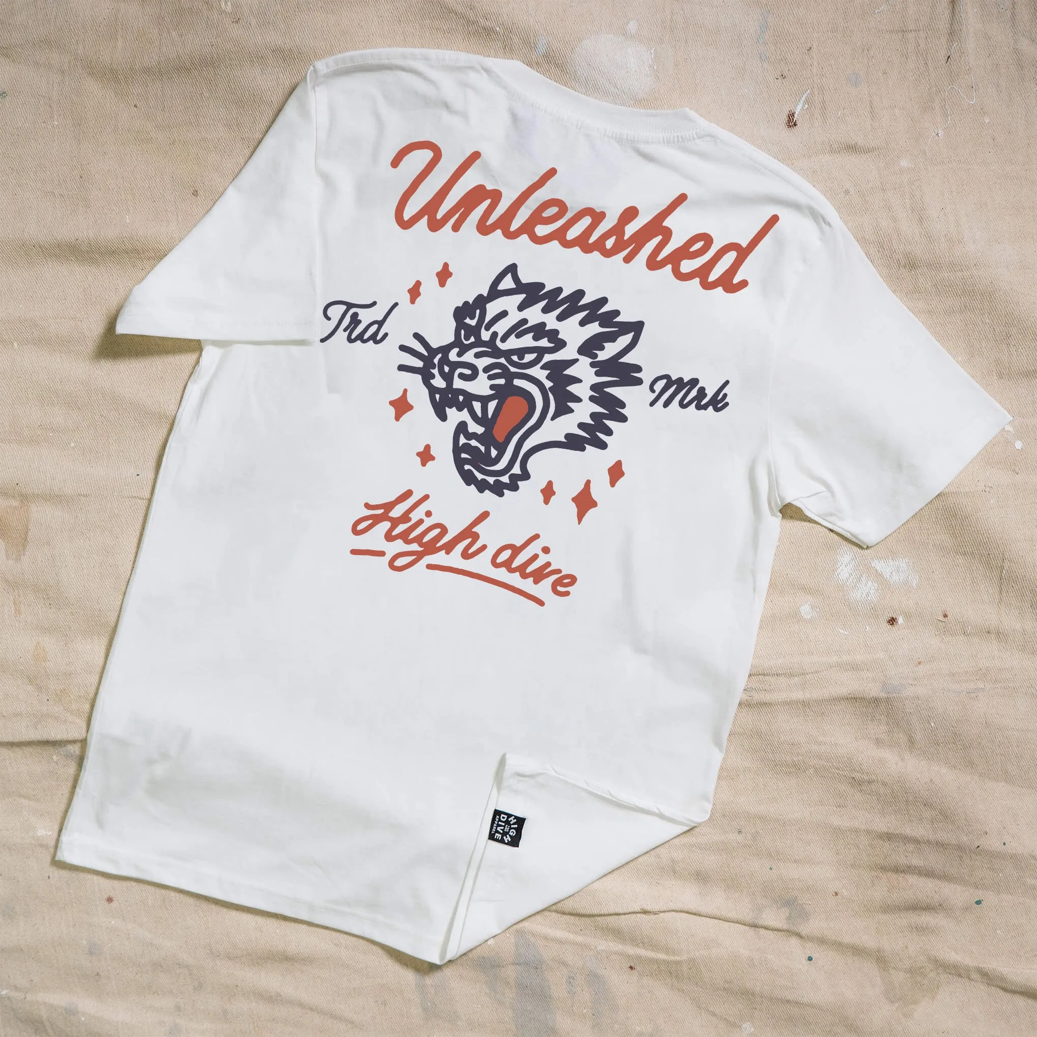 Unleashed White Tee sold by High Dive Apparel HDA