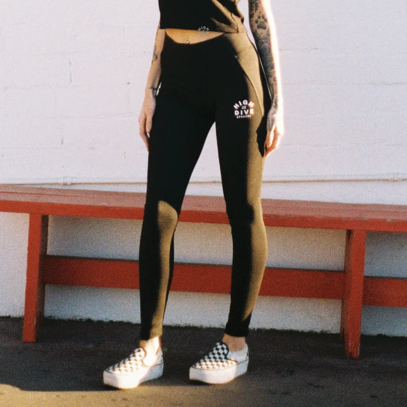 Women's Black Training Leggings made by High Dive Apparel HDA