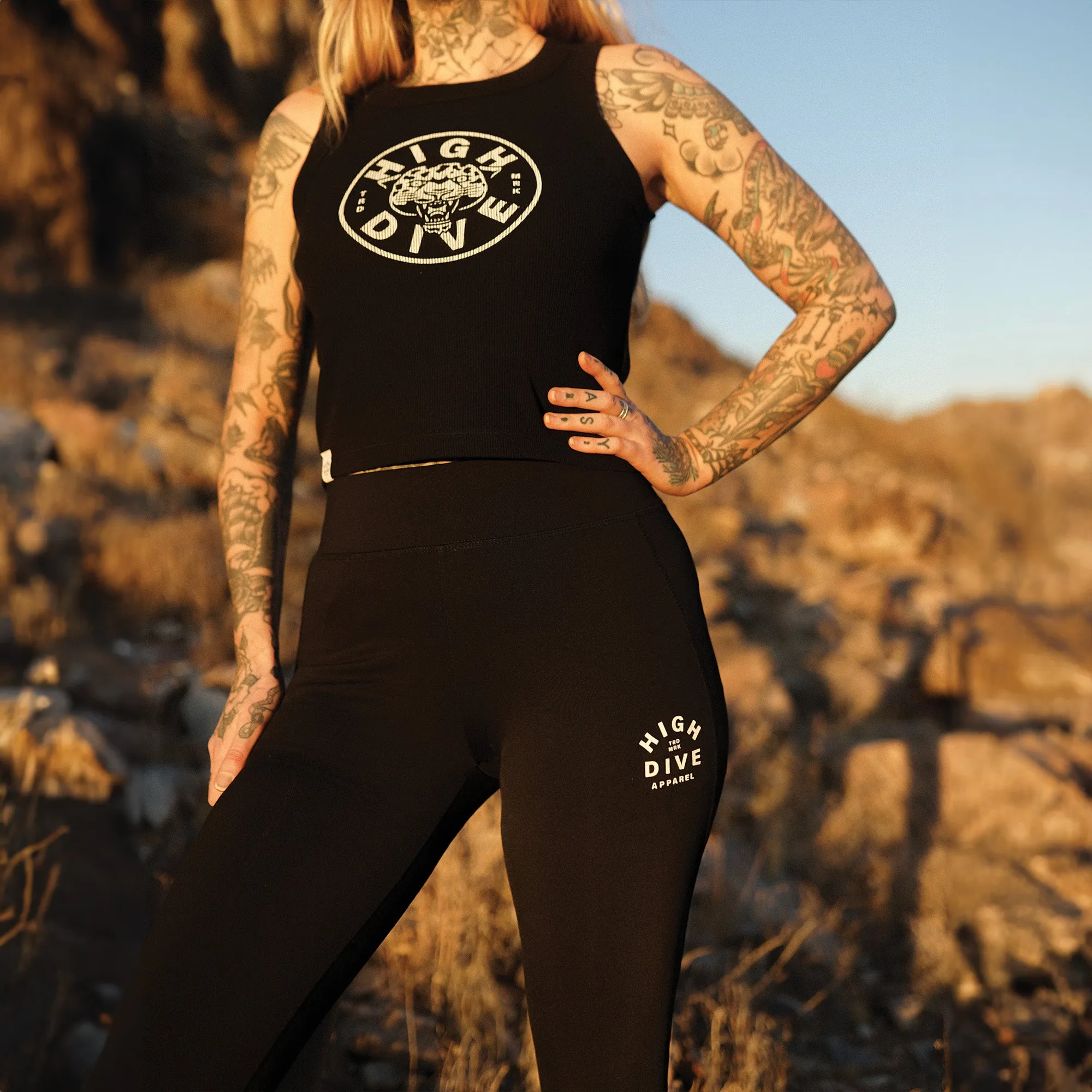 Women's Black Training Leggings sold by High Dive Apparel HDA product image thumbnail 2