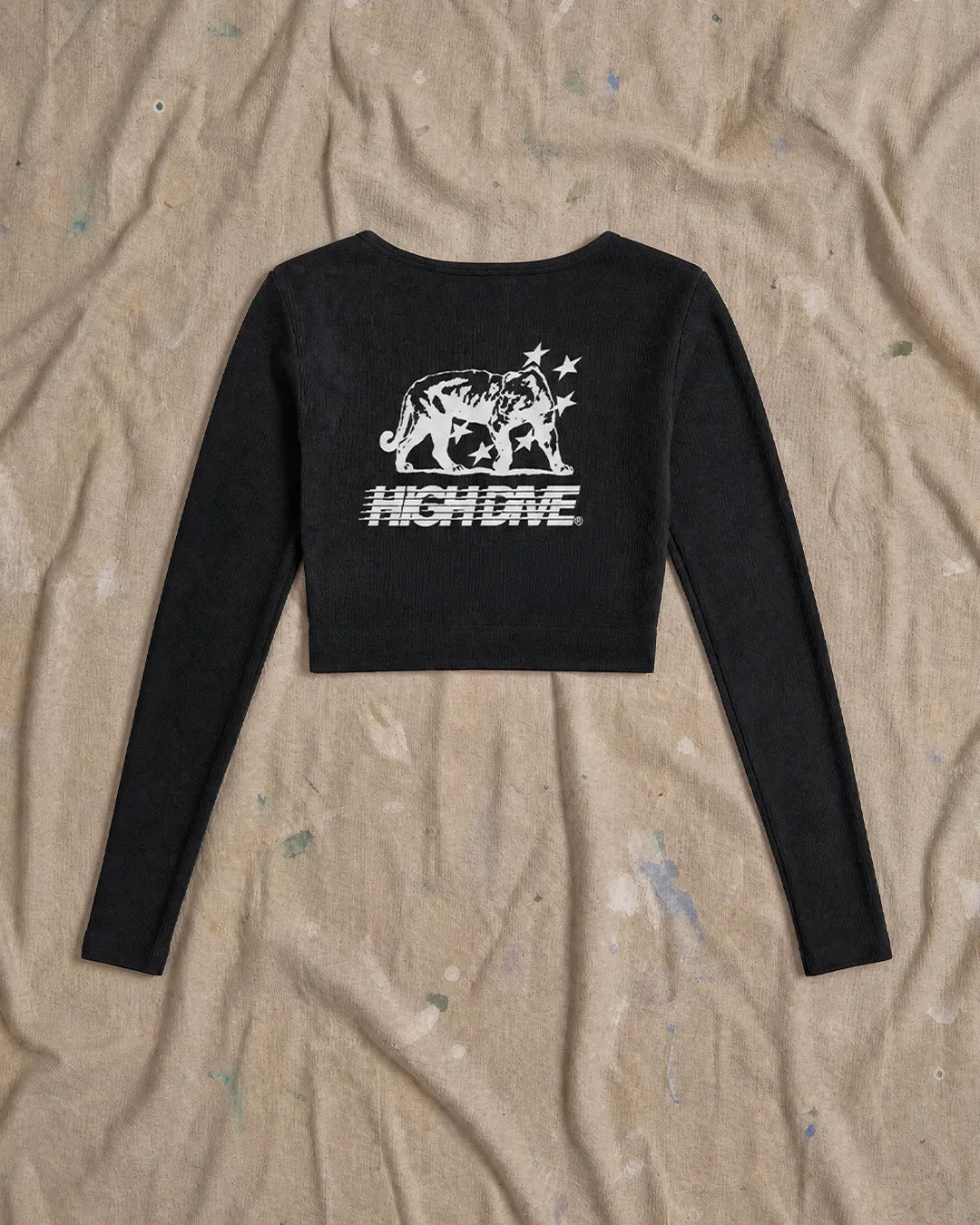 Athletic Dept Black Ribbed Seamless Long sleeve Crop Top sold by High Dive Apparel HDA product image thumbnail 2
