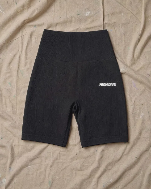 Athletic Dept Black Ribbed Seamless Shorts made by High Dive Apparel HDA
