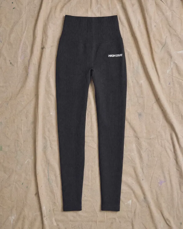 Athletic Dept Black Ribbed Seamless Leggings made by High Dive Apparel HDA