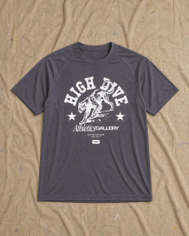 College Panther Front Print Grey Active Tee made by High Dive Apparel HDA