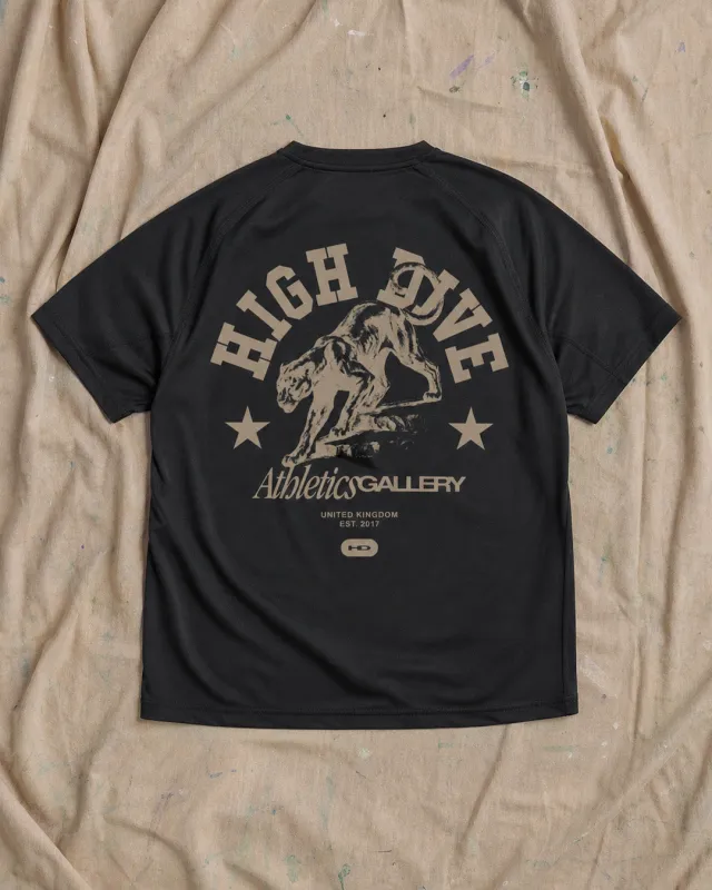 College Panther Black Active Tee made by High Dive Apparel HDA