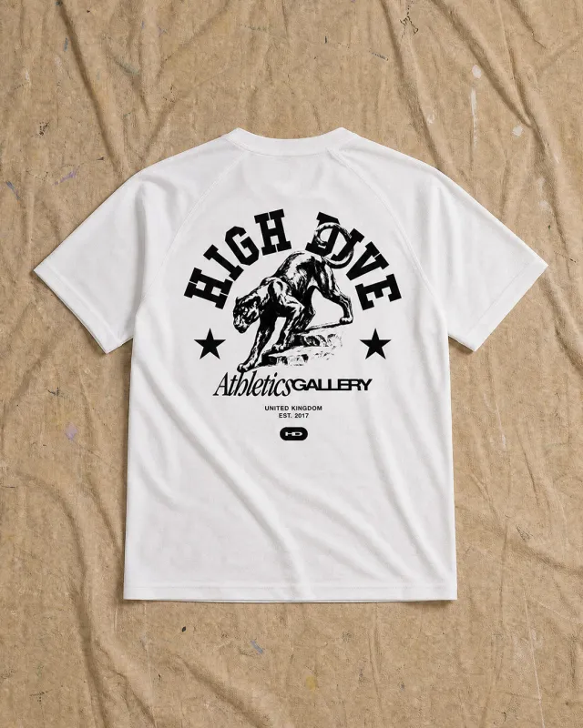 College Panther White Active Tee made by High Dive Apparel HDA
