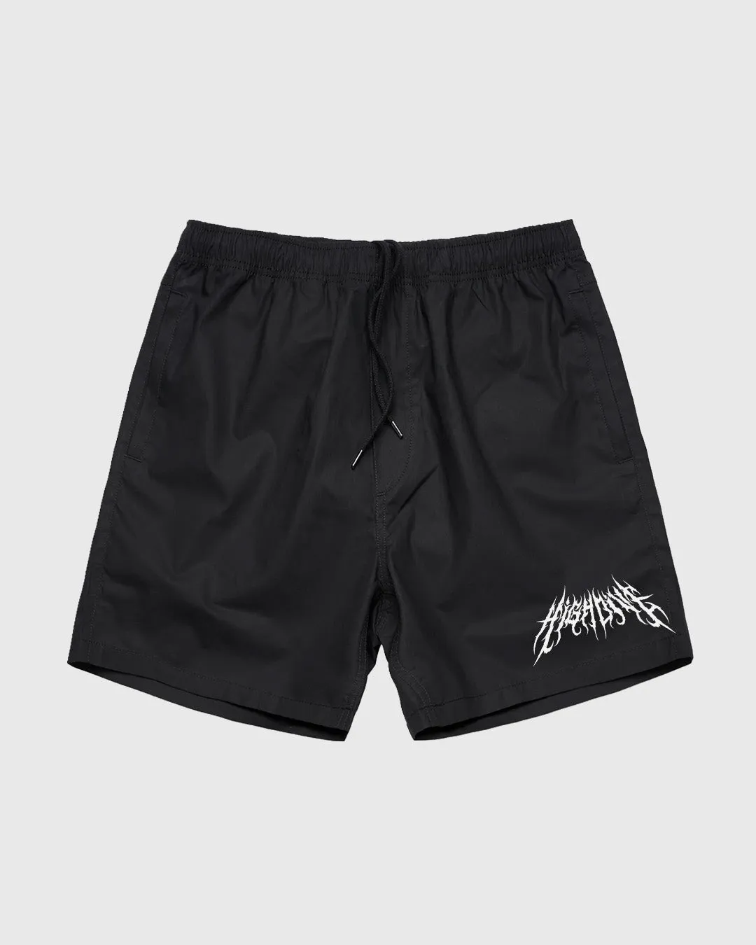 Metal Logo Black Beach Shorts sold by High Dive Apparel HDA