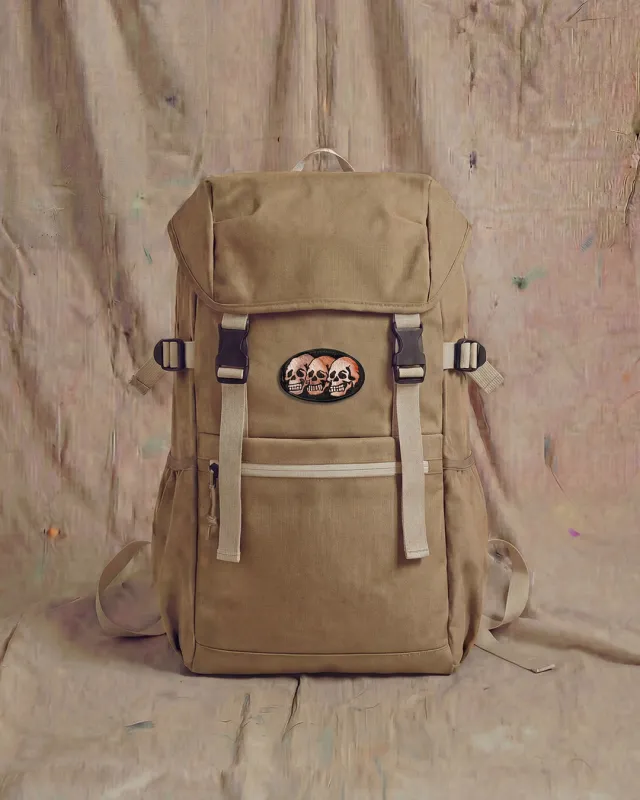 3 Skull Ramble Backpack Sand made by High Dive Apparel HDA