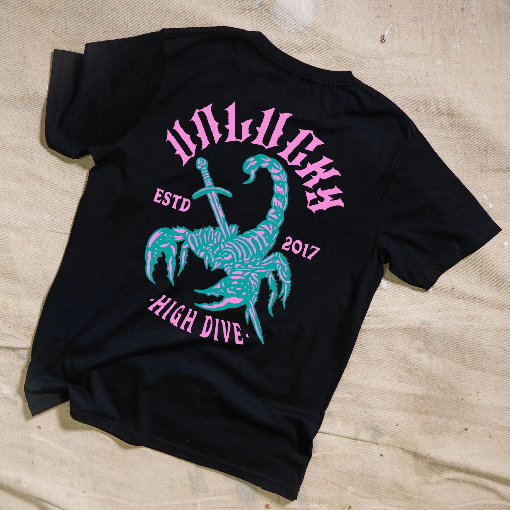Unlucky Scorpion Black Tee sold by High Dive Apparel HDA