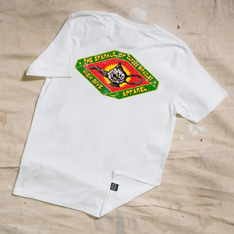 Cursed Miracles White Tee made by High Dive Apparel HDA