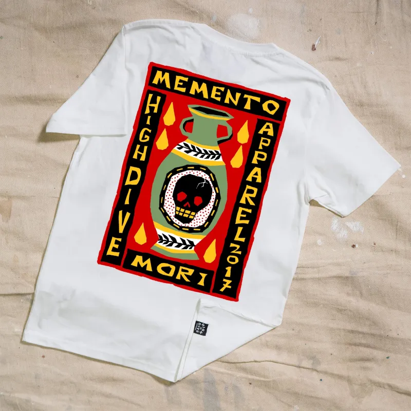 Memento Mori White Tee made by High Dive Apparel HDA