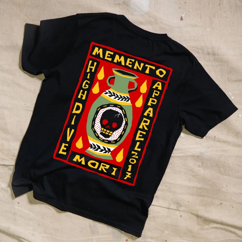 Memento Mori Black Tee made by High Dive Apparel HDA