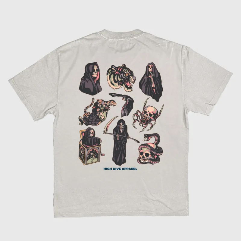Reaper Flash Heavy Tee Faded Bone made by High Dive Apparel HDA