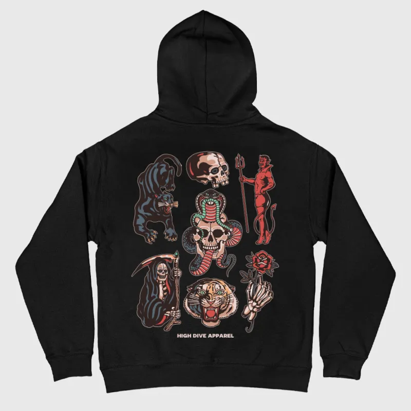 Devil Flash Oversized Hoody Black made by High Dive Apparel HDA