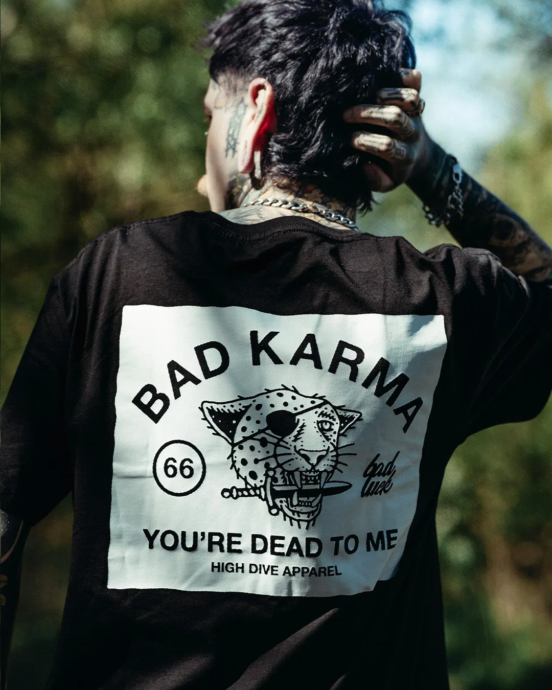 Bad Luck White Print Tee sold by High Dive Apparel HDA product image thumbnail 5