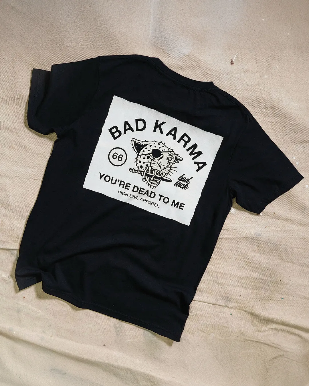 Bad Luck White Print Tee sold by High Dive Apparel HDA