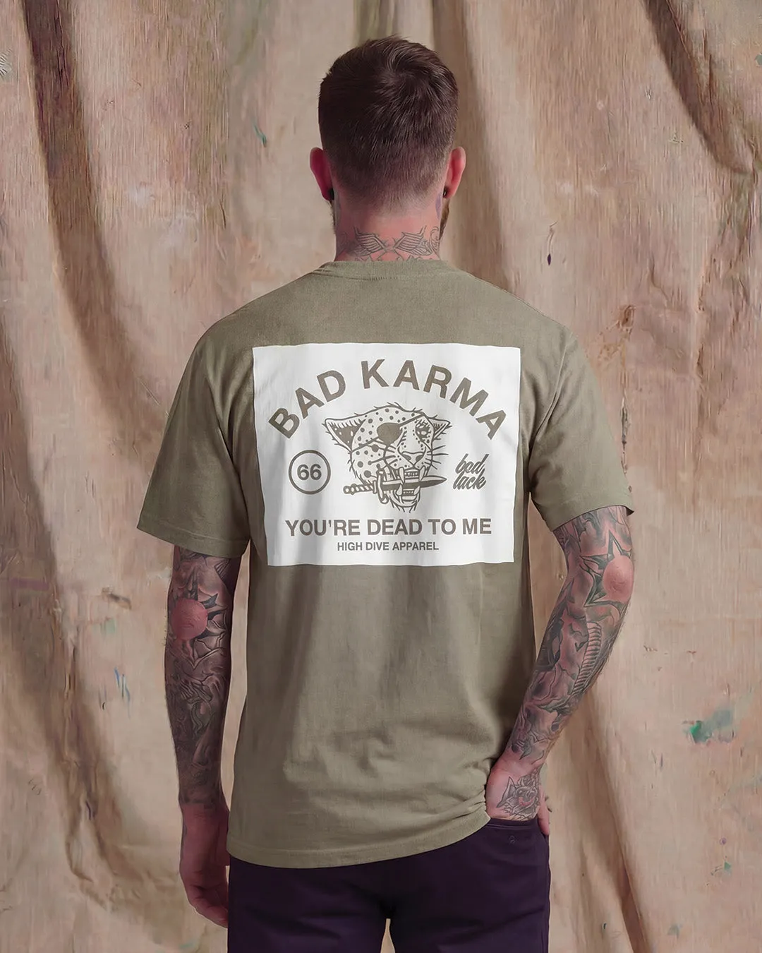 Bad Luck White Print Ultra Heavy Tee Faded Eucalyptus sold by High Dive Apparel HDA product image thumbnail 3