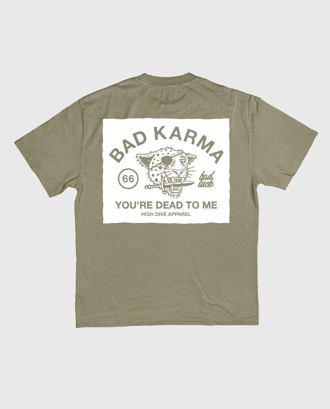 Bad Luck White Print Ultra Heavy Tee Faded Eucalyptus sold by High Dive Apparel HDA