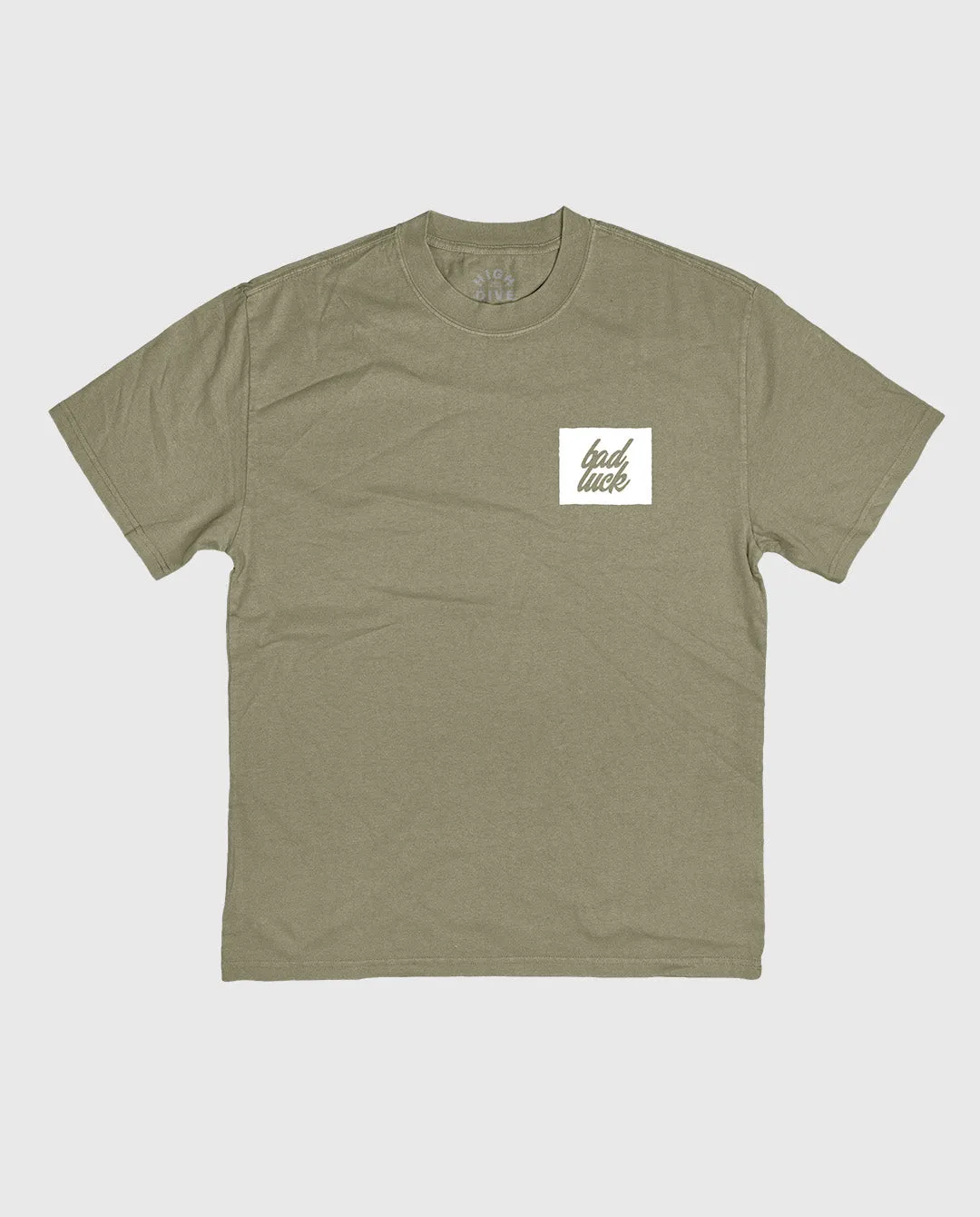 Bad Luck White Print Ultra Heavy Tee Faded Eucalyptus sold by High Dive Apparel HDA product image thumbnail 2