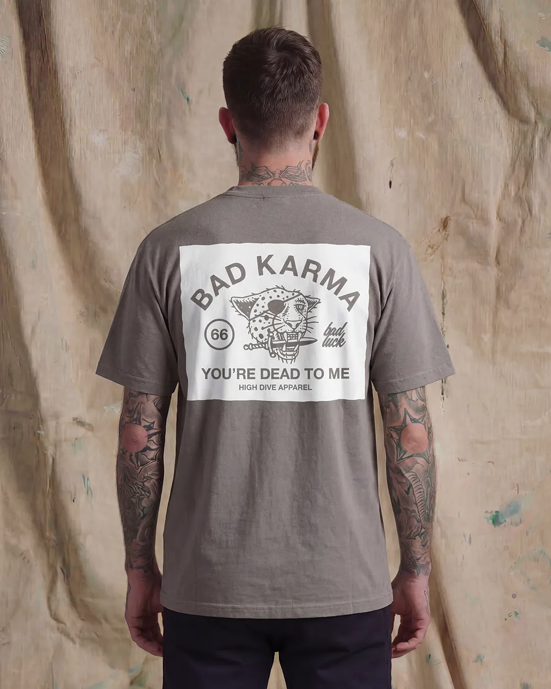 Bad Luck White Print Ultra Heavy Tee Faded Grey sold by High Dive Apparel HDA product image thumbnail 3