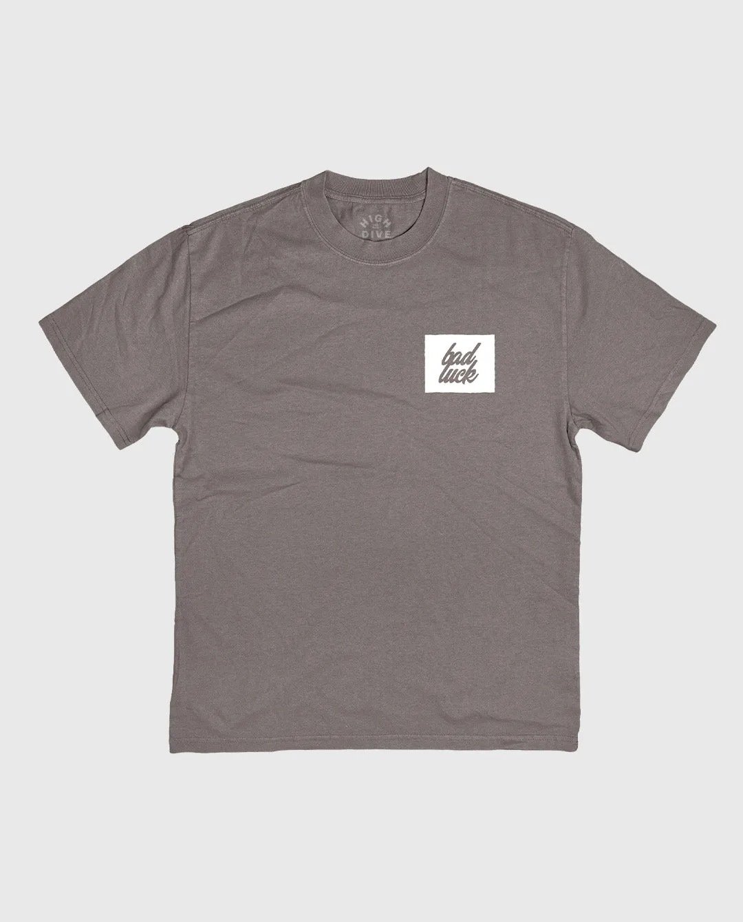 Bad Luck White Print Ultra Heavy Tee Faded Grey sold by High Dive Apparel HDA product image thumbnail 2