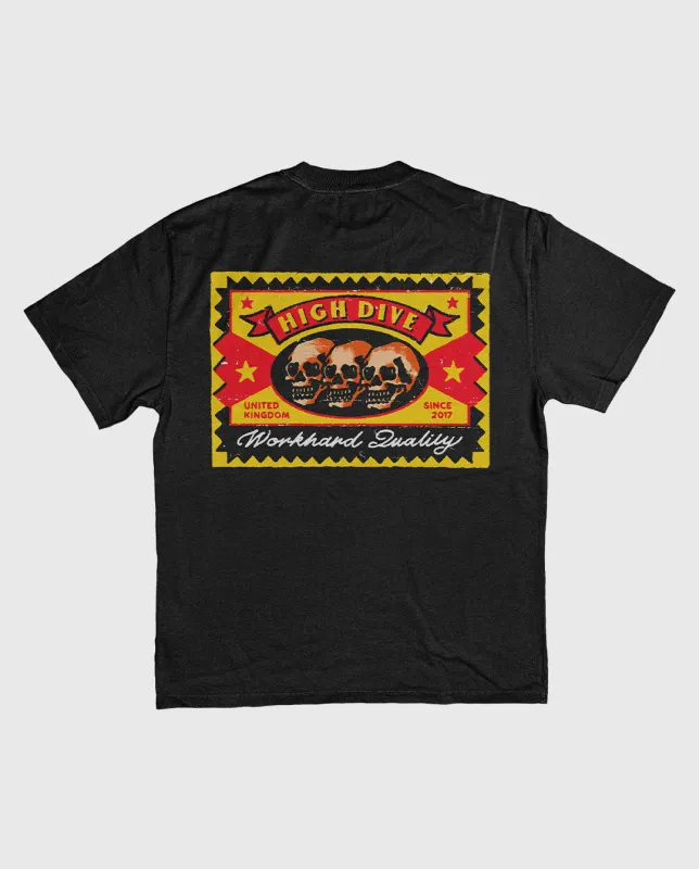 3 Skull Heavy Tee Faded Black made by High Dive Apparel HDA