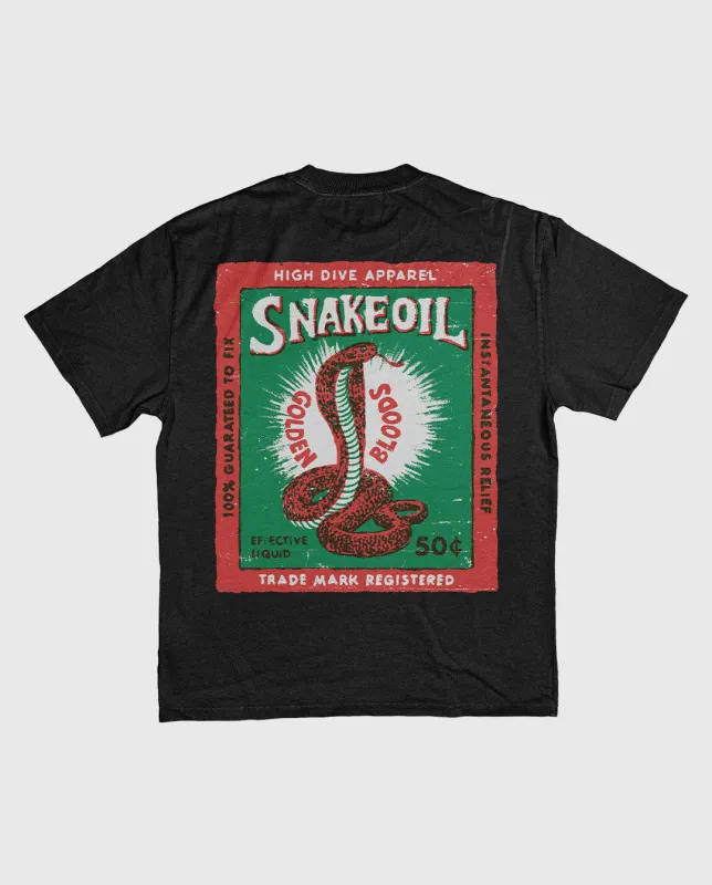 Snake Oil Heavy Tee Faded Black made by High Dive Apparel HDA