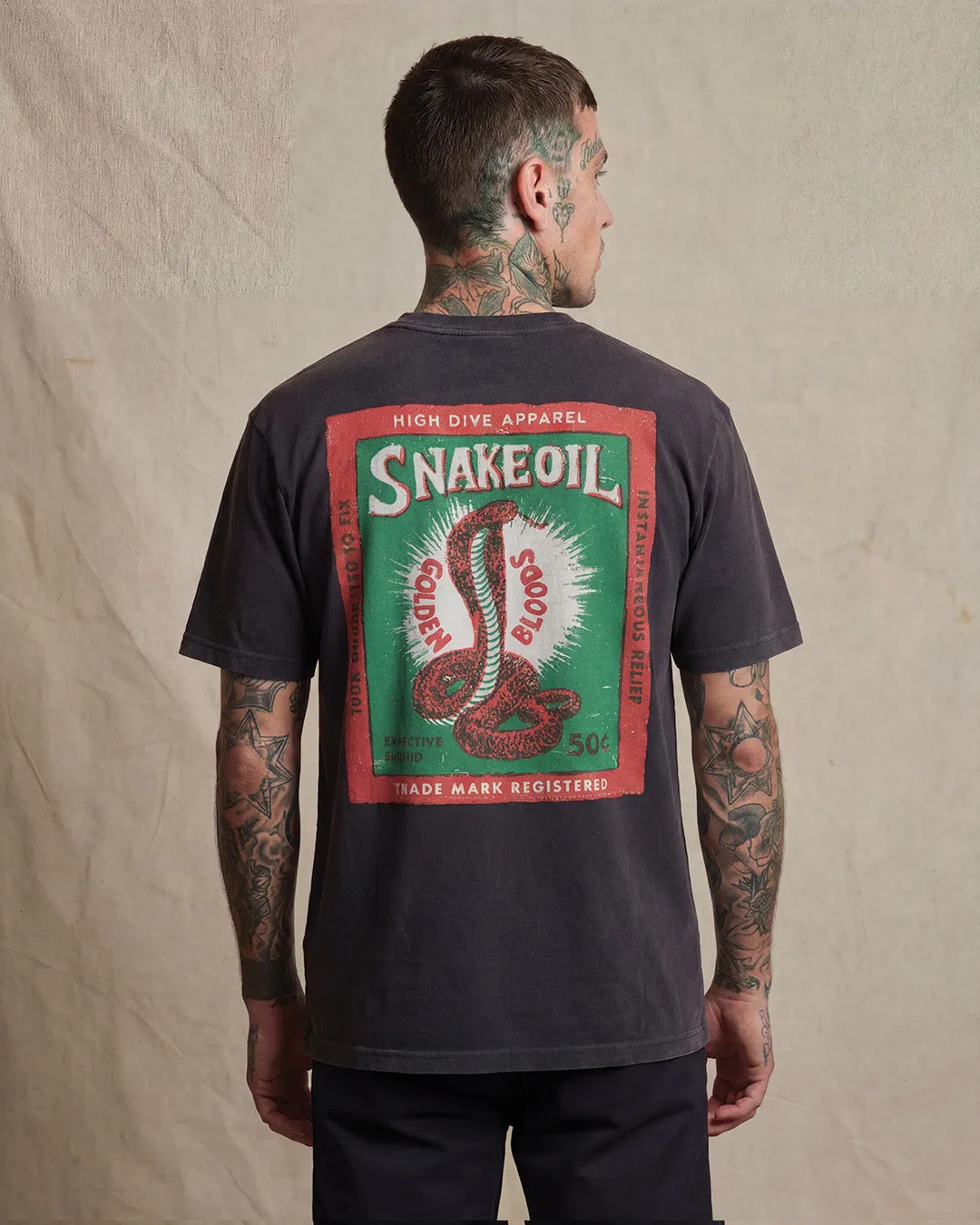 Snake Oil Heavy Tee Faded Black sold by High Dive Apparel HDA product image thumbnail 3